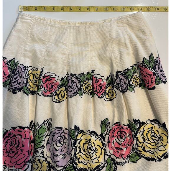 Ann Taylor LOFT Sz 4 Skirt Cotton Floral Cottagecore Preppy Folklore Shabby Chic - Picture 8 of 8